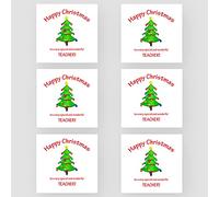 Marvello Christmas Tree Teacher Thank You Cards Box Set (6 Cards) - Premium Envelopes Included - One Design - Blank Inside - For Teachers