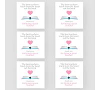 Marvello Thank You Teacher Textbook Cards Box Set (12 Cards) - Premium Envelopes Included - One Design - Blank Inside - For Teachers