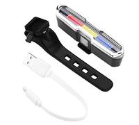 Marvellous Rear Cycling Light, PC Taillight Rechargeable Bike Lights LED Rear Bike Light with Fixing Rubber Band for Night Cycling Safety Light Accessories, Red+Blue+White