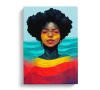 Marvellous Woman Teal, Peach, Red Canvas Print | Gallery Wrapped 30mm Frame Wall Art | 30x20 inches | Ready to Hang | Contemporary People Picture | Living Room Bedroom Lounge Office
