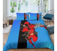 Marvels Deadpool Duvet Cover Comforter Covers Quilt Cover 3D Print for Teens And Adults with Zipper Closure Soft Microfiber with Pillow Cases Bedding Set 3 Pieces Double（200x200cm）
