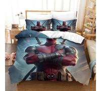 Marvels Deadpool for Boys Girls Comforter Covers Quilt Cover 3D Print Duvet Cover Soft Microfiber with Pillow Cases with Zipper Closure Bedding Set 3 Pieces Double（200x200cm）