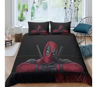 Marvels Deadpool Quilt Cover 3D Print for Boys Girls Comforter Covers Duvet Cover with Pillow Cases with Zipper Closure Bedding Set Soft Microfiber 3 Pieces King（220x240cm）
