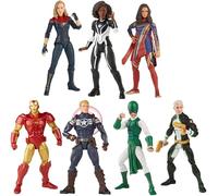 Marvel's Marvel Legends 6" Action Figure Amadeus Cho Series 7 Piece Set (Carol Dunvers "Captain Marvel" & Camara Kahn "Ms Marvel" & Monica Rambo "Photon" & Commander Steve Rodgers & Heroes Return Iron