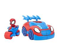 Marvel's Spidey and his Amazing Friends 2 n 1 Web Strike Feature Vehicle - Launch Spidey On His Web Cycle - Must-Have Toy For All Spidey Fans