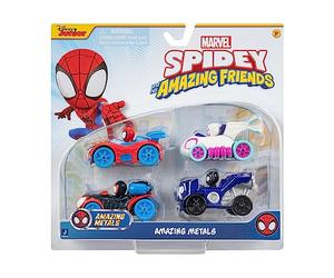 Marvel's Spidey and his Amazing Friends - Amazing Metals 4 Pack - Includes Spidey, Ghost-Spider, Black Panther, Miles Morales: Spider-Man - 3-Inch Die-Cast Vehicles - Superhero Toys for Kids 3 and Up