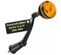 MARVELURE Foldable Power Handle for Penn Battle II III IV, Battle IV HS, Battle III LE Spinning Fishing Reel Replacement Handle (Black Gold, for Battle 1000-4000 Thread (Classic Version))