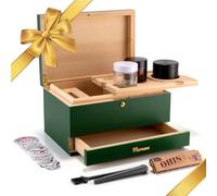 Marvero Premium Large Stash Box with Rolling Tray - Smell Proof Stash Box - Removable Tray with Glass Jar and Grid (Green)