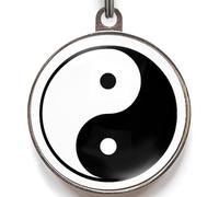 MARVIN+CO Yin Yang Dog Tag - Add Your Info to the Back - Black & White Symbol of Balance - Spiritual Pet ID Tag - 2 Sizes for Dogs & Cats