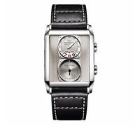 MARVIN Luxury Watches for Men Swiss Mens Watch in Stainless Steel with Leather Strap and Rectangular Sapphire Glass Dial,Quartz Movement,50M Waterproof, grey, Modern/Business/Classic