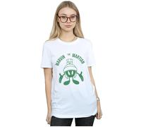 Marvin The Martian Large Head Cotton Boyfriend T-Shirt Looney Tunes White S