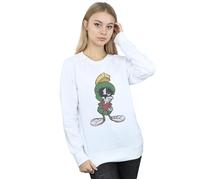 Marvin The Martian Pose Heather Sweatshirt Looney Tunes White XXL