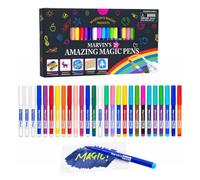 Marvin's Magic 25 Colour Changing Magic Pens for Kids, Erasable, 3D Writing | 25 Magic Pens With 2 Erasable Pens, Colour-Changing Art, Secret Messages, 3D Lettering & Vanishing Effects