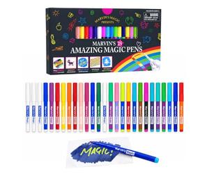 Marvin's Magic 25 Colour Changing Magic Pens for Kids, Erasable, 3D Writing | 25 Magic Pens With 2 Erasable Pens, Colour-Changing Art, Secret Messages, 3D Lettering & Vanishing Effects