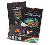 Marvin's Magic - Amazing Art Bundle - 25 Magic Pens and Cool Colouring Book - Sketch Book with 35 Different Animals - Create 3D Art with 3D Pens for Kids - For Little Artists, Ages 5+
