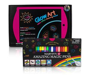 Marvin's Magic - Arts & Crafts Multipack - Includes Glow Light Up Kids Art Set & Amazing Magic Pens - Create 3D Lettering or Write Secret Messages - Light Up Kids Set - Pink