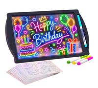 Marvin's Magic Glow Art - Black, 36 Light Effects Drawing Board, Age 5+ | 4 Fluorescent Pens, See-Through Tracing Screen, Wipe-Clean Easel, Kids Doodle Board, Colour-Changing Pictures, Travel Crafts