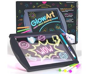 Marvin's Magic - Glow Art LED Drawing Board for Children - Black Light Up Drawing Pad with Glow in The Dark Colouring Pens - Battery Powered Tablet - Tracing Pad for Ages 5+