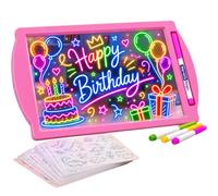 Marvin's Magic Glow Art - Pink, 36 Light Effects Drawing Board, Age 5+ | 4 Fluorescent Pens, See-Through Tracing Screen, Wipe-Clean Easel, Kids Doodle Board, Colour-Changing Pictures, Travel Crafts