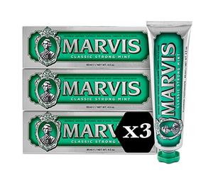 Marvis Classic Strong Mint Toothpaste, 3 × 85 ml, Toothpaste with Taste Experience Guarantee for Invigorating and Long-Lasting Freshness