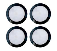 Marvix 4 x LED 12V 24V Spot Lights Black Surface Mounted Downlights Dimmable IP66 Waterproof Caravan, Campervan, Motorhome, Boat Lighting