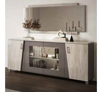 marvix grey large high gloss sideboard with led lighting and 4 doors