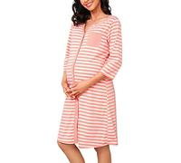 Marvmys Maternity Nightdress For Hospital Breastfeeding Nightwear 3/4 Length Sleeves Nursing Nightgown Button Down Sleep Shirt V Neck Pajama Soft Loungwear For Pregnant Women A-Pink S