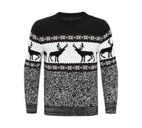 Marvmys Men's Christmas Jumper Knitted Sweaters Long Sleeved Crew Neck Soft Pullover Knitwear Top Winter Warm Pullover B-Black