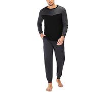 Marvmys Men's Pyjamas Sets Men's Lounge Pants Men's Loungewear Set With Adjustable Drawstrings And Pocket Breathable & Comfortable Pajamas For Man Nightwear Loungewear C-Black XL