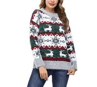 Marvmys Women Knit Sweater Jumper Long Sleeve Pullover Tops Knitwear Crew Neck Loose Warm Vintage Pullover Christmas Sweater Autumn Winter Green L