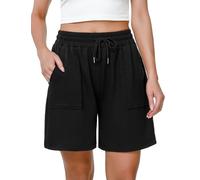 Marvmys Womens Running Shorts Casual Lounge Bottoms Gym Shorts Ladies Soft Cycling Short High Waist Athletic Sweat Jogging Sport Workout Hiking Fashion with Big Pockets Black L