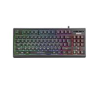 MARVO K607 Compact Gaming Keyboard - TKL Size, 3 Colors LED Backlit with Adjustable Brightness, Anti-Ghosting Keys, USB 2.0 Connection, UK Layout