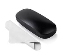 Marvolia Glasses Case Hard Shell Eyeglasses Case PU Leather Protective Case for Sunglasses Eyeglasses with Cleaning Cloth for Men Women - Black