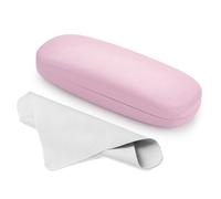 Marvolia Glasses Case Hard Shell Eyeglasses Case PU Leather Protective Case for Sunglasses Eyeglasses with Cleaning Cloth for Men Women - Pink