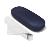 Marvolia Glasses Case Hard Shell - PU Leather Eyeglasses Case for Sunglasses Eye Glasses with Cleaning Cloth, Dark Blue, Standard