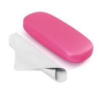 Marvolia Glasses Case Hard Shell - PU Leather Eyeglasses Case for Sunglasses Eye Glasses with Cleaning Cloth, Pink, Standard