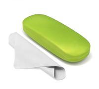 Marvolia Glasses Case Hard Shell - PU Leather Eyeglasses Case for Sunglasses Eye Glasses with Cleaning Cloth, Grass Green, Standard
