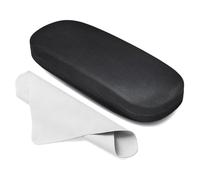 Marvolia Glasses Case Hard Shell - X-Large PU Leather Eyeglasses Case for Sunglasses Eye Glasses with Cleaning Cloth for Men Women - Black, Black, XL