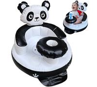 Marwan Sports Inflatable Baby Seat with Tray - Comfortable Sit-Me-Up Chair, Built-in Air Pump, Soft Blow-Up Floor Seat with Back Support for Infants Learning to Sit 3 Months & Up (Panda)