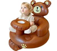 Marwan Sports Inflatable Baby Seat with Tray - Comfortable Sit-Me-Up Chair, Built-in Air Pump, Soft Blow-Up Floor Seat with Back Support for Infants Learning to Sit 3 Months & Up (Bear)