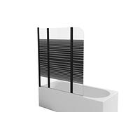 MARWELL BWF350 Black Lines Folding Bath Screen Matt Black