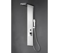 Marwell Enya Shower Panel Brushed Stainless Steel 121 x 20 cm Shower Set with 4 Different Shower Functions Waterfall Shower, Rain Shower, Massage Shower and Hand Shower Anti-Limescale Knobs