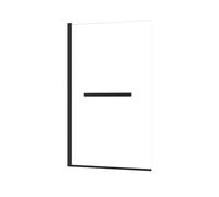 MARWELL Folding Bath Screen 120 x 70 cm, Black Aluminium Frame, 4 mm Tempered Glass, Towel Rail - Modern Design, Wall-Mounted