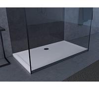 MARWELL Rectangular 140 x 80 cm Acrylic Shower Tray, White, 140 x 80 x 4 cm