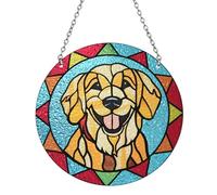 Marwey Stained Glass Dog Memorial Suncatcher, Golden Retriever Window Hanging Sympathy Gifts for Loss of Dog - Pet Remembrance Gift for Dog Lovers