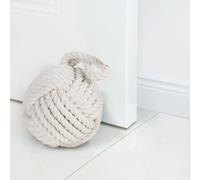 Marwood Rope Knot Door Stops Decorative Nautical Ball Door Stopper Handmade with Handle, Weighted Interior Spherical Doorstop Sailor Knot for Door and Window - Beige (6"x6", 4lbs)