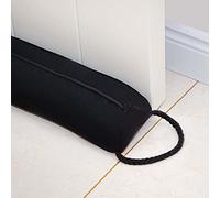 Marwood Under Door Draught Excluder 96cm Wind Stopper for Door & Window, Removable & Washable Weighted French Air Door Draft Stopper Noise Blocker for Bottom of Door with Hanging Loops - Black 38"