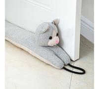 Marwood Under Door Draught Excluder Decorative Wind Stopper 81cm for Door & Window, Weighted Animal Air Door Draft Stopper Snake Noise Blocker for Bottom of Door with Hanging Loops - Grey Cat 32"