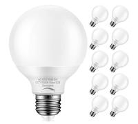 Marxlait 10 Pack Dimmable G25 Globe Light Bulbs LED, 6W=40W Replacement, Daylight White 5000K, E26 Medium Base, Ideal for Bathroom Vanity, Makeup Mirror or Sputnik Light, 120V, Round Light Bulbs