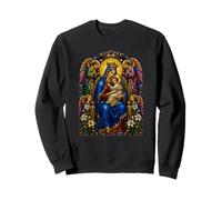 Mary And Child Jesus Angels Medieval Catholic Icon Artwork Sweatshirt